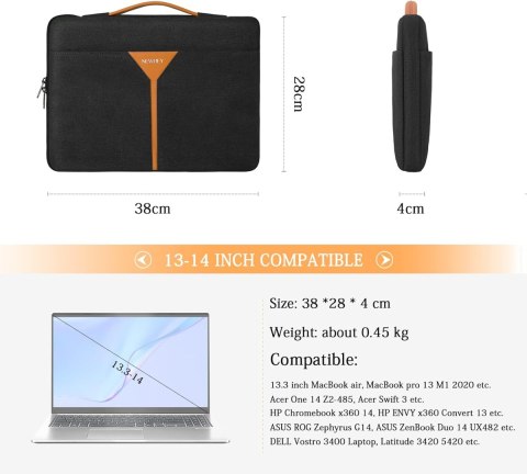 TORBA NA LAPTOPA ETUI 13-14 CALI MACBOOK PRO AIR CZARNA POKROWIEC