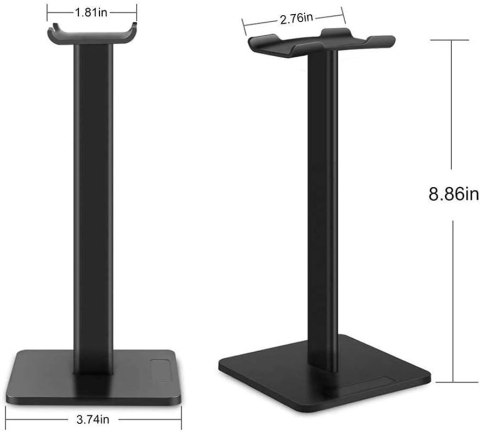 UNIWERSALNY STOJAK NA SŁUCHAWKI ALUMINIUM+TPU CZARNY WYTRZYMAŁY