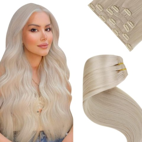 WŁOSY DOCZEPIANE CLIP IN NATURALNE PRZEDŁUŻANIE BLOND 40CM 80G 5SZT