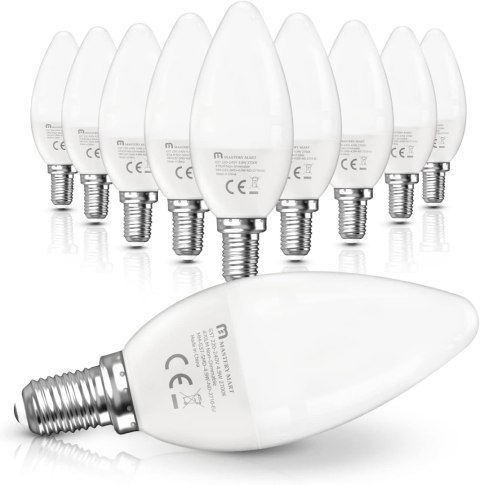 ŻARÓWKI ŚWIECZKOWE LED E14 BIAŁY CIEPŁY 4,9W 2700K 470LM 10szt