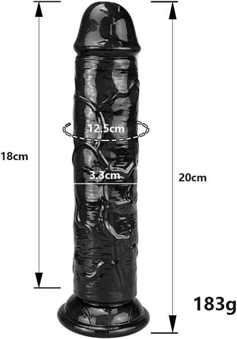 CZARNE REALISTYCZNE DILDO UMANIA DLA KOBIET PENIS Z PRZYSSAWKĄ 20CM