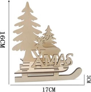DREWNIANE OZDOBY ŚWIĄTECZNE DIY BOŻE NARODZENIE SANKI CHOINKA RENIFER