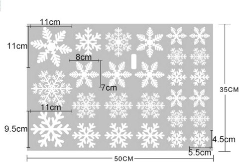 NAKLEJKI NA OKNA SZYBY SZKŁO BIAŁE PŁATKI ŚNIEGU ŚWIĄTECZNY ZESTAW 135SZT