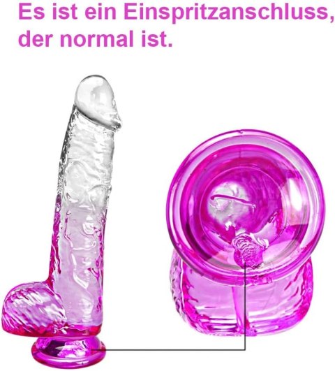 REALISTYCZNE DILDO UMANIA PRZEŹROCZYSTO RÓŻOWE PENIS TPE 17CM