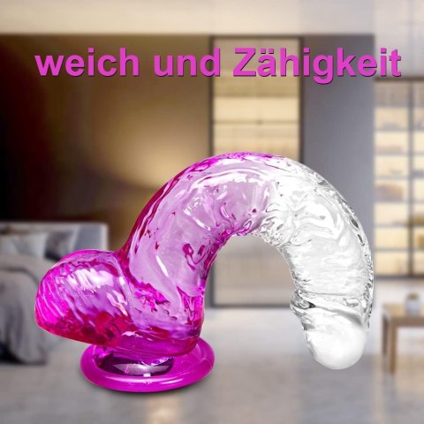 REALISTYCZNE DILDO UMANIA PRZEŹROCZYSTO RÓŻOWE PENIS TPE 17CM