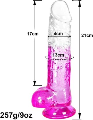 REALISTYCZNE DILDO UMANIA PRZEŹROCZYSTO RÓŻOWE PENIS TPE 21CM