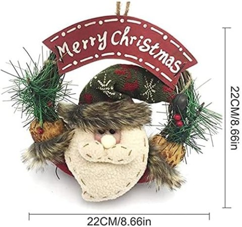 STROIK ŚWIĄTECZNY NA DRZWI BOŻE NARODZENIE MIKOŁAJ MERRY CHRISTMAS 22cm