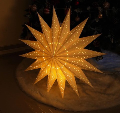 ŚWIĄTECZNA GWIAZDA LED PODŚWIETLANA LAMPION AŻUROWA 3D 16-punktowa 73cm