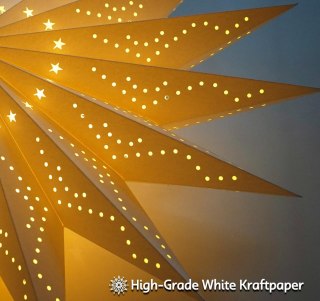 ŚWIĄTECZNA GWIAZDA LED PODŚWIETLANA LAMPION AŻUROWA 3D 16-punktowa 73cm