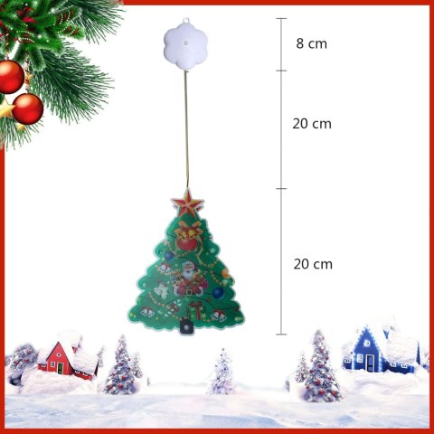 WISZĄCA LAMPKA PRZYSSAWKA OKNO CHOINKA BOŻE NARODZENIE ŚWIĘTA 10 LED 48cm