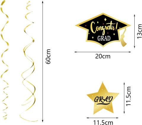 ZESTAW SERPENTYN Z OKAZJI UKOŃCZENIA SZKOŁY CZARNO-ZŁOTY Z OBRAZKAMI