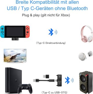 ADAPTER BLUETOOTH NADAJNIK USB-C TRANSMISJA DŹWIĘKU NINTENDO SWITCH/PS4