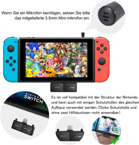 ADAPTER BLUETOOTH NADAJNIK USB-C TRANSMISJA DŹWIĘKU NINTENDO SWITCH/PS4