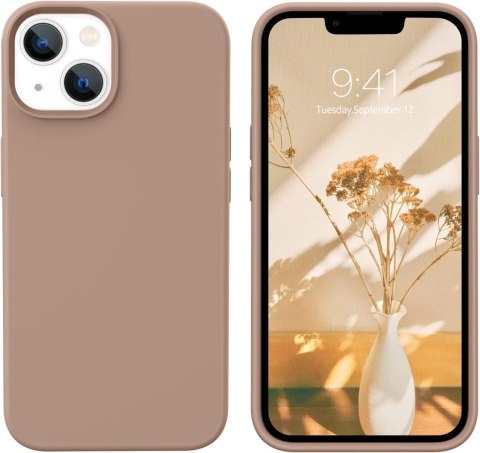 ETUI IPHONE 13 6.1 SILIKONOWE KHAKI BRĄZ WYTRZYMAŁE PRAKTYCZNE