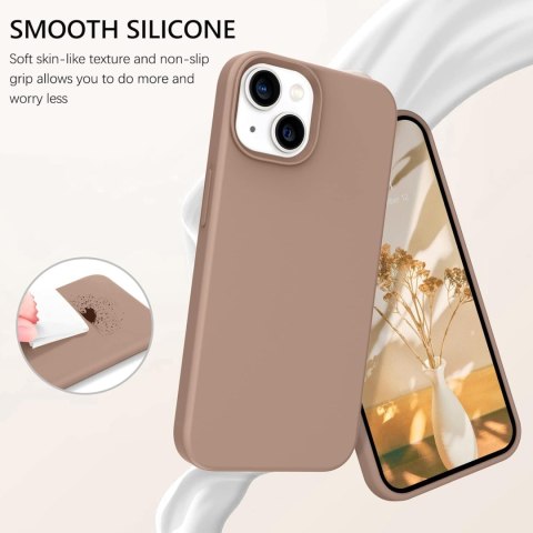 ETUI IPHONE 13 6.1 SILIKONOWE KHAKI BRĄZ WYTRZYMAŁE PRAKTYCZNE