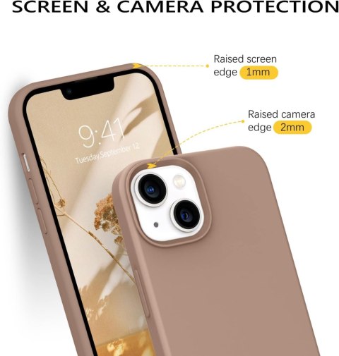 ETUI IPHONE 13 6.1 SILIKONOWE KHAKI BRĄZ WYTRZYMAŁE PRAKTYCZNE