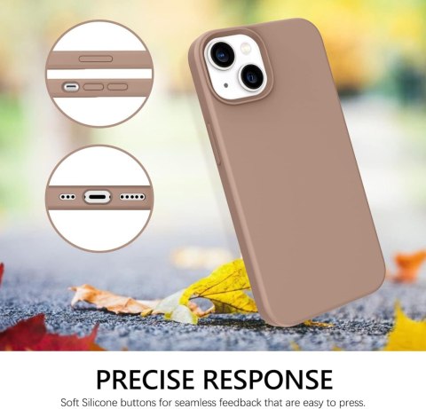 ETUI IPHONE 13 6.1 SILIKONOWE KHAKI BRĄZ WYTRZYMAŁE PRAKTYCZNE