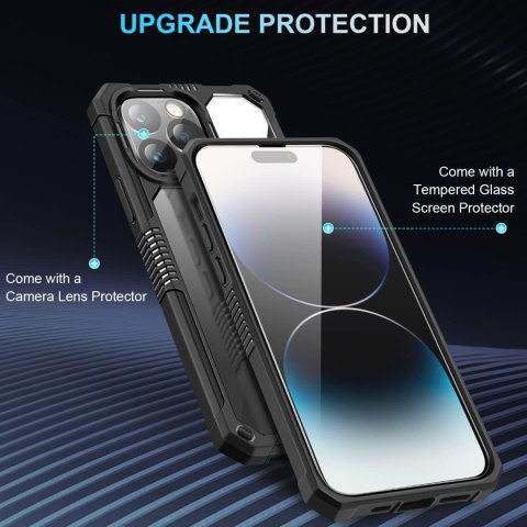 ETUI IPHONE 14 PRO MAX 6.7' PLECKI BEZBARWNE RAMKA CZARNA