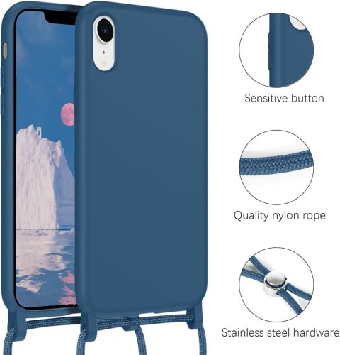 ETUI POKROWIEC DO APPLE IPHONE XR 6.1' SILIKONOWE GRANATOWE PLECKI +SMYCZ