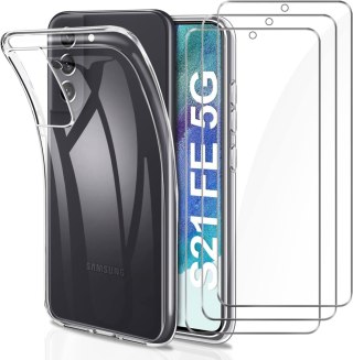 ETUI PRZEZROCZYSTE SAMSUNG GALAXY S21 FE 5G +3x SZKŁO HARTOWANE SM-G990B