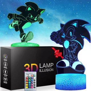 LAMPKA NOCNA 3D ILLUSION DLA DZIECI 3 WZORY 16 KOLORÓW WZÓR SONIC