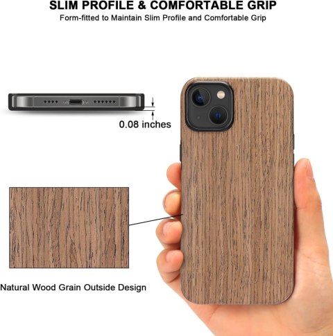 PRAKTYCZNE ETUI SZKO EKRAN MOCNE IPHONE 14 Plus 6.7' DREWNO BRĄZ PRAKTYCZNE ETUI SZKO EKRAN MOCNE IPHONE 14 Plus 6.7' DREWNO BRĄZ