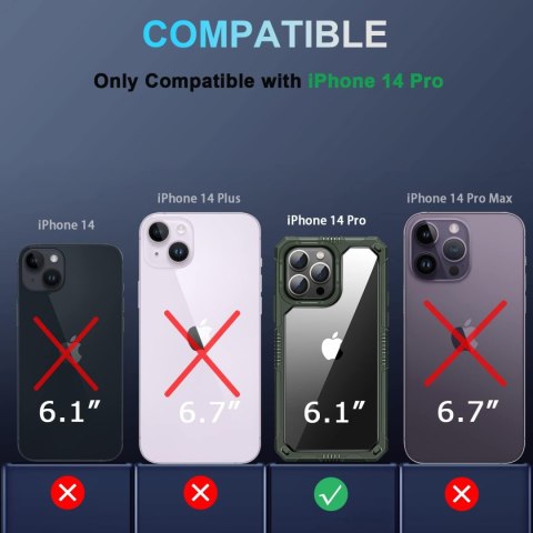 PRZEZROCZYSTE ETUI IPHONE 14 PRO 6.1' MOCNE CASE RAMKA ZIELEŃ