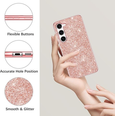 ROSE GOLD ETUI SAMSUNG GALAXY S23+ BROKATOWY MOCNY