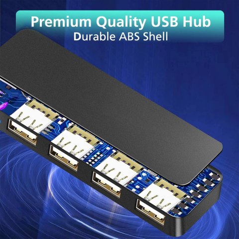 ROZDZIELACZ USB HUB 4-PORTOWY 3.0 NIEBIESKIE PORTY DO PC