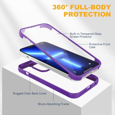 ETUI IPHONE 14 PRO 6.1' OCHRONA PRZÓD TYŁ FIOLET