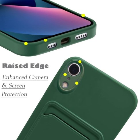 ETUI SILIKONOWE DO APPLE IPHONE XR 6.06" CASE ZIELONY +MIEJSCE NA KARTY