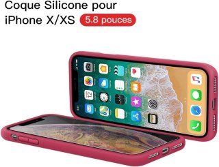 ETUI SILIKONOWE IPHONE XS/X 5.8' RÓŻOWA CZERWIEŃ