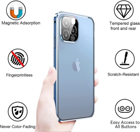 NIEBIESKIE ETUI IPHONE 13 PRO MAX TYŁ PRZÓD 360