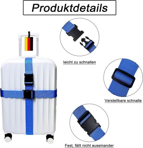 PASEK BAGAŻOWY DO WALIZKI ZESTAW 2szt Z ETYKIETĄ
