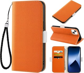 POMARAŃCZOWE ETUI IPHONE 14 MAX 6.7' ZAMYKANE