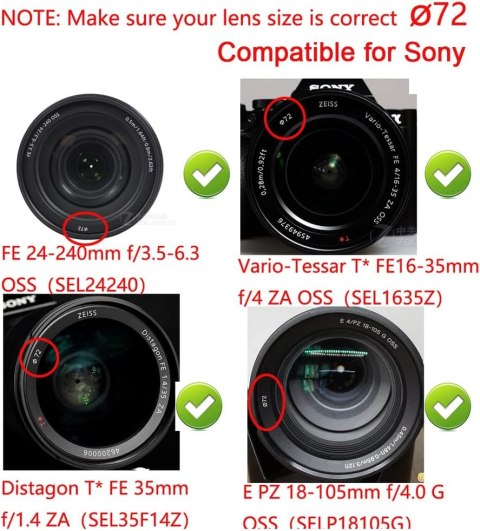 SONY NIKON CANON DEKIELEK ZAŚLEPKA OBIEKTYW 72MM X2SZT