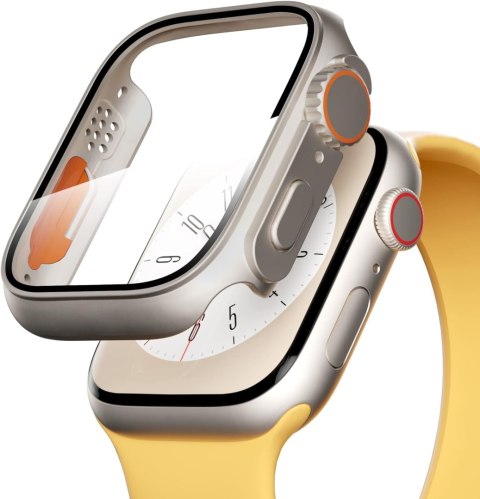 SREBRNE ETUI SZKŁO NA ZEGAREK APPLE WATCH 7/8 45MM