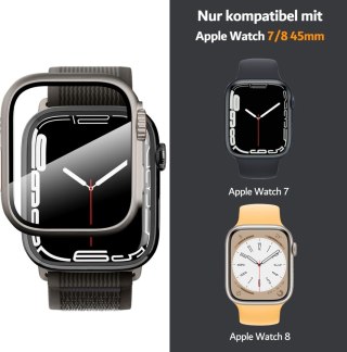 SREBRNE ETUI SZKŁO NA ZEGAREK APPLE WATCH 7/8 45MM