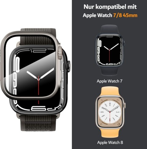 SREBRNE ETUI SZKŁO NA ZEGAREK APPLE WATCH 7/8 45MM