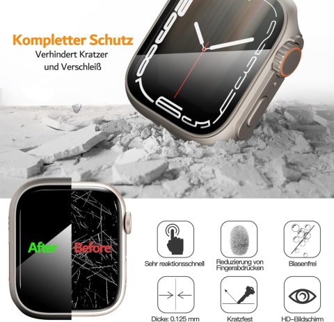 SREBRNE ETUI SZKŁO NA ZEGAREK APPLE WATCH 7/8 45MM