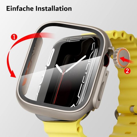 SREBRNE ETUI SZKŁO NA ZEGAREK APPLE WATCH 7/8 45MM