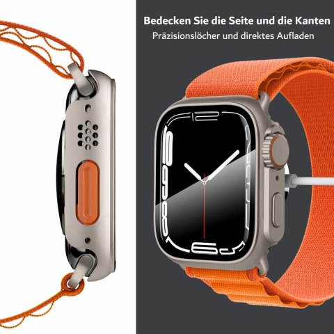 SREBRNE ETUI SZKŁO NA ZEGAREK APPLE WATCH 7/8 45MM