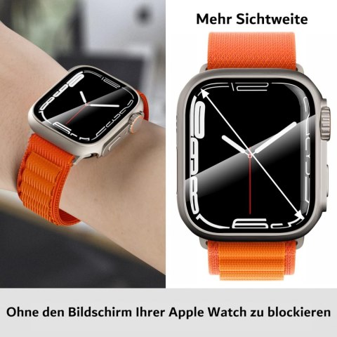 SREBRNE ETUI SZKŁO NA ZEGAREK APPLE WATCH 7/8 45MM