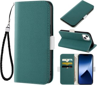 ZIELONE ETUI IPHONE 14 MAX 6.7' ZAMYKANE SMYCZ