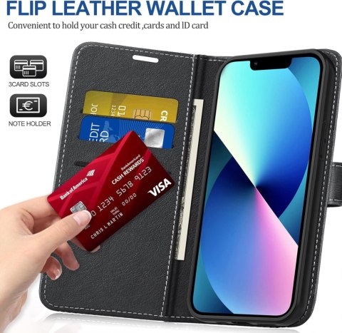 CASE ETUI IPHONE 13 6.1 CZARNE SKŁADANE WYTRZYMAŁE