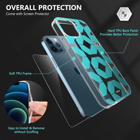 ETUI APPLE IPHONE 12/12 PRO NIEBIESKIE WZORY +SZKŁO ETUI APPLE IPHONE 12/12 PRO NIEBIESKIE WZORY +SZKŁO
