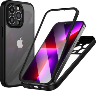 ETUI APPLE IPHONE 13 PRO MAX CZARNE TYŁ PRZÓD