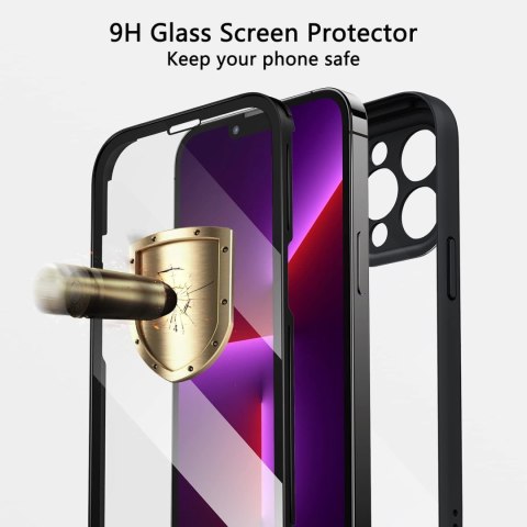 ETUI APPLE IPHONE 13 PRO MAX CZARNE TYŁ PRZÓD