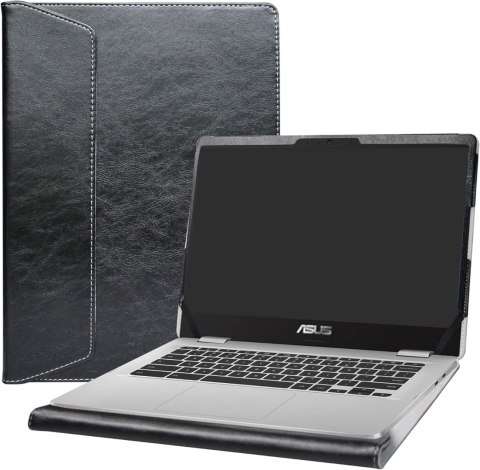 ETUI CZARNE Z KLAPKĄ 14" ASUS CHROMEBOOK C423NA/ACER SWIFT 3 14" EKOSKÓRA