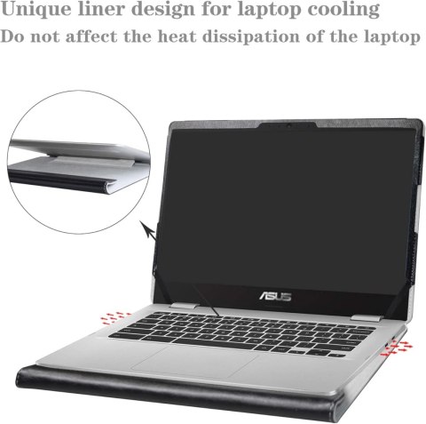 ETUI CZARNE Z KLAPKĄ 14" ASUS CHROMEBOOK C423NA/ACER SWIFT 3 14" EKOSKÓRA